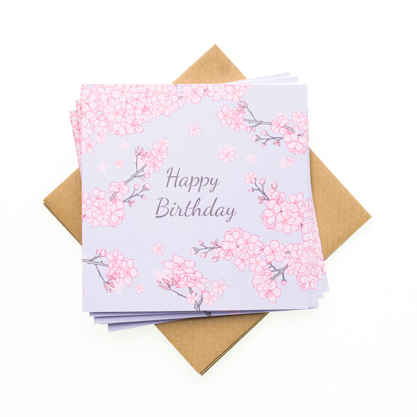 Pack of 6 Cards- Cherry Blossom Happy Birthday