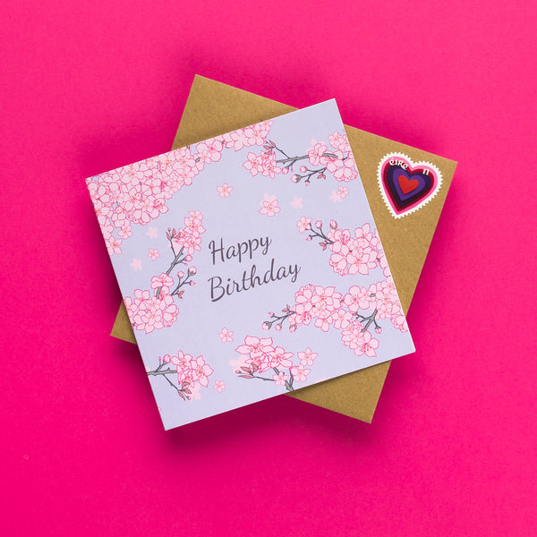 Pack of 6 Cards- Cherry Blossom Happy Birthday